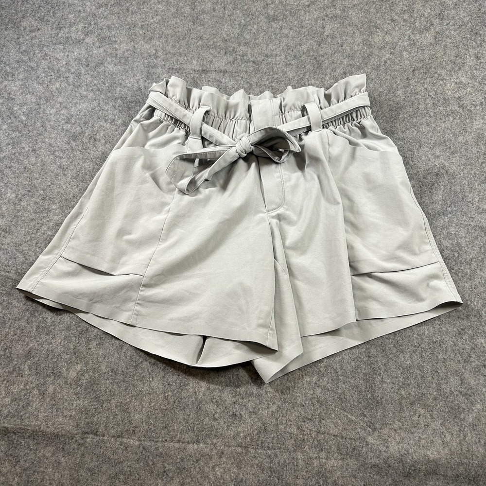 EUC Athleta Skyline Shorts Womens 4 Tall Gray Belted Pockets Casual Stretch